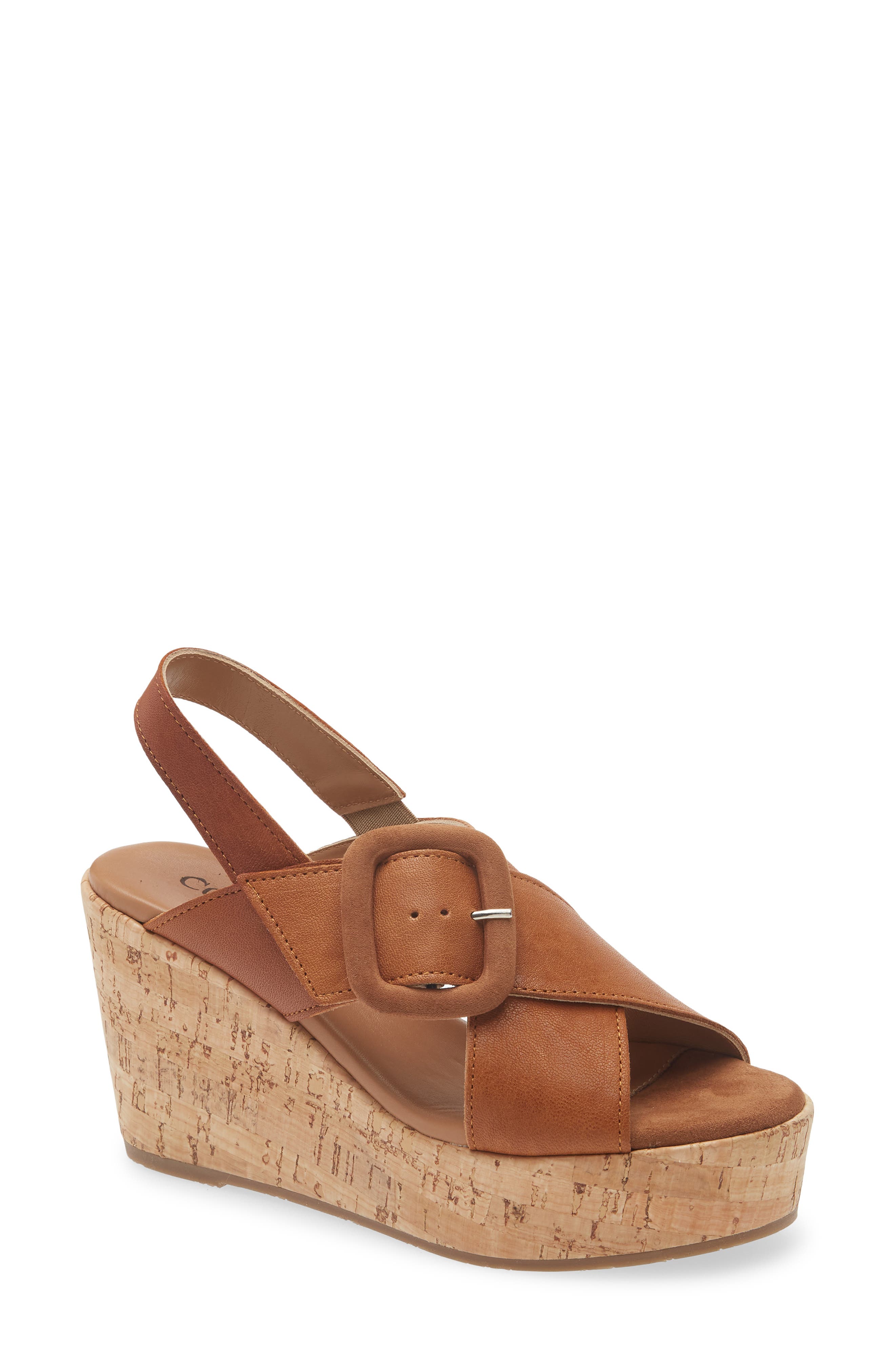 Cordani Dustin Slingback Platform Wedge Sandal, Main, color, Cuoio Leather