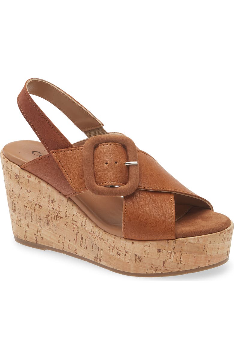 Cordani Dustin Slingback Platform Wedge Sandal, Main, color, Cuoio Leather