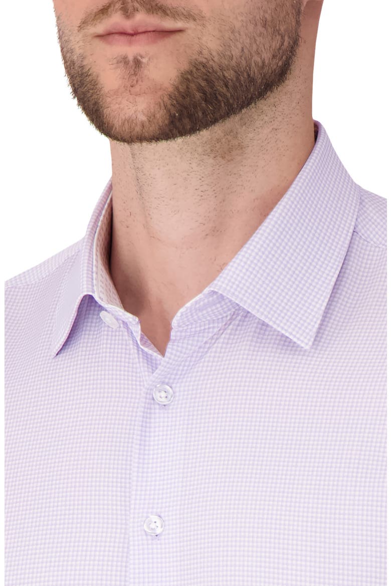 Grid Print Slim Fit Stretch Dress Shirt, Alternate, color, LAVENDER