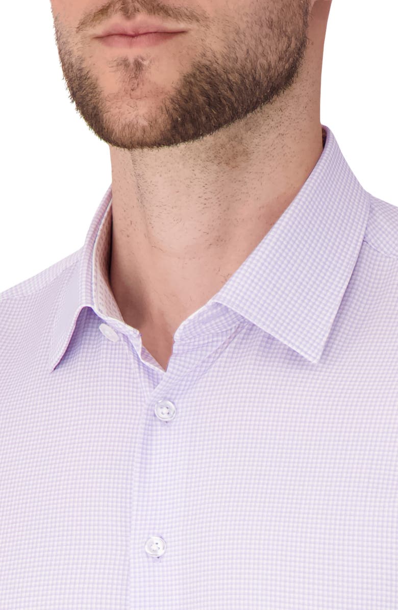 Report Collection Grid Print Slim Fit Stretch Dress Shirt, Alternate, color, Lavender