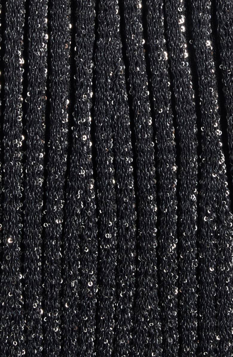 Alaïa Sequin Rib Fit 
Flare Sweater Dress, Alternate, color, Noir Alaia