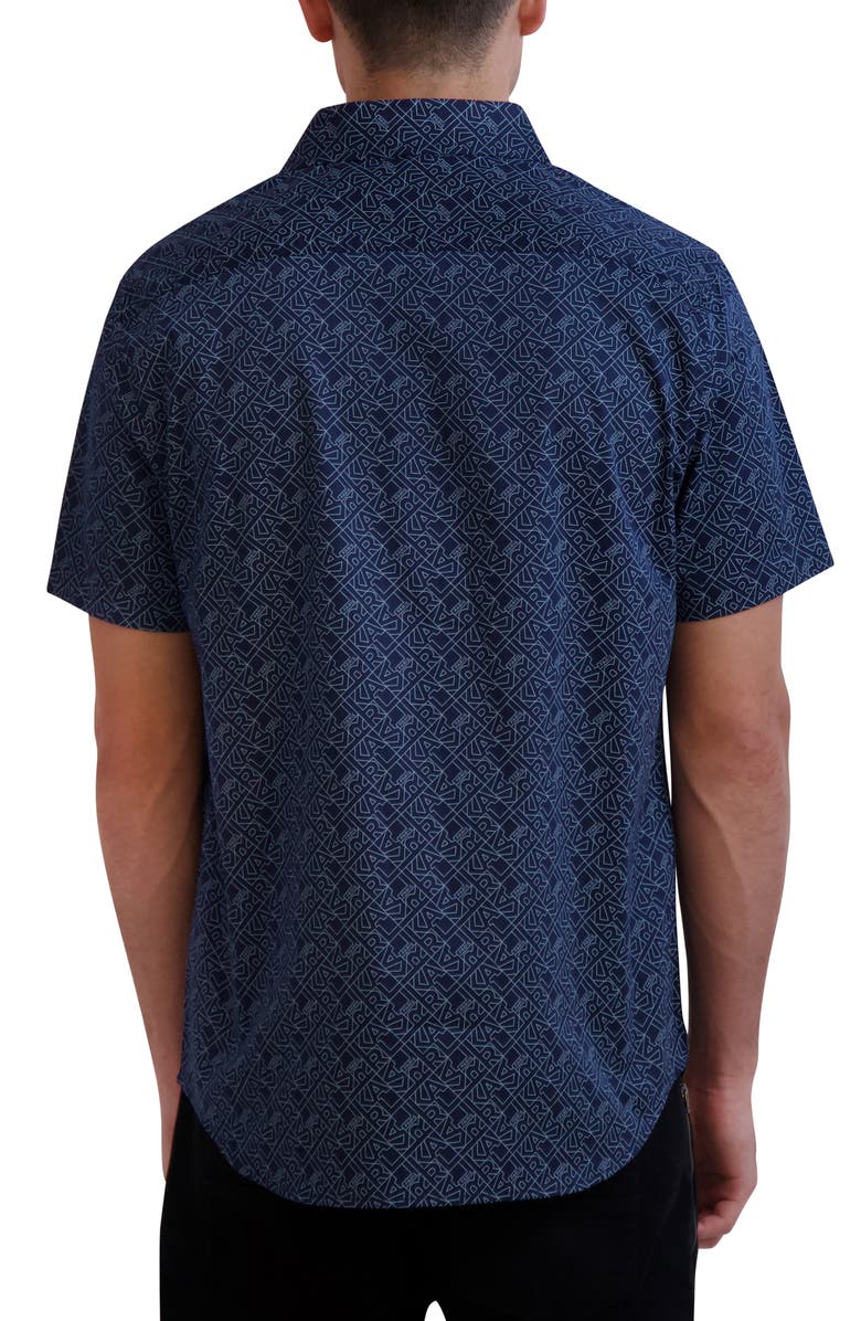 KARL LAGERFELD PARIS Karl Print Short Sleeve Button-Up Shirt, Alternate, color, 