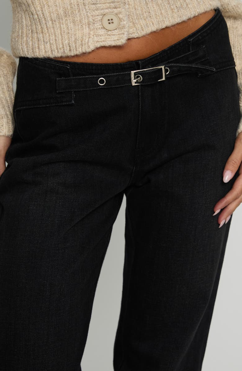 Princess Polly Slow Ride Belted Bootcut Jeans, Alternate, color, Washed Black