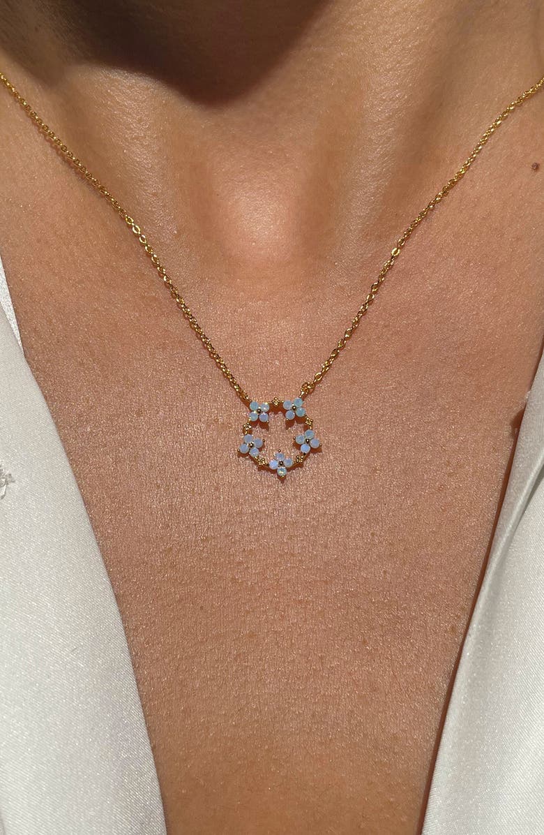 Girls Crew Blue Blossom Dream Pendant Necklace, Alternate, color, Gold