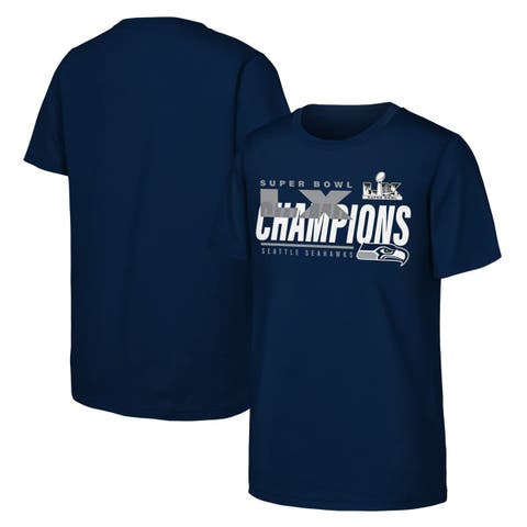 Youth Fanatics College Navy Seattle Seahawks Super Bowl LX Champions Iconic Victory T-Shirt