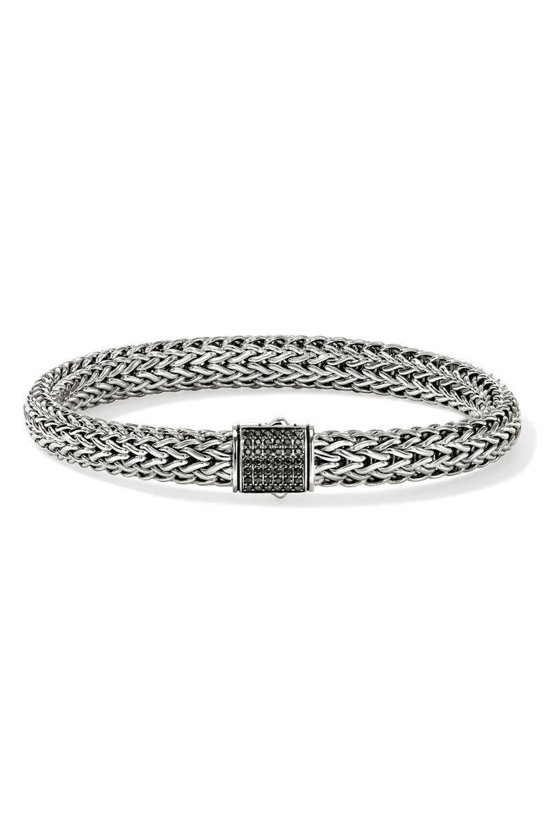 John Hardy Icon Bracelet, Sterling Silver, Pavé, 7.5mm, Main, color, Black Sapphire