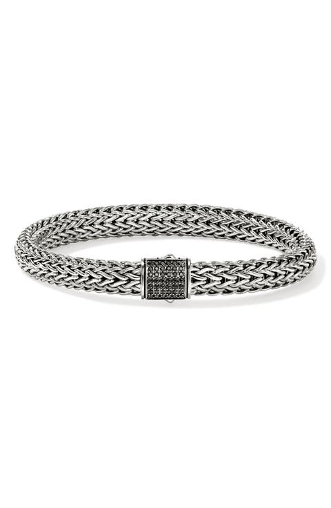 Icon Bracelet, Sterling Silver, Pavé, 7.5mm