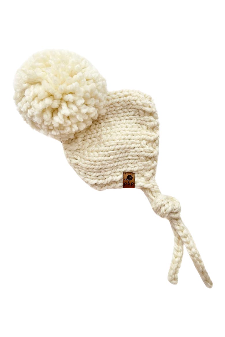 Aurora Pompom Bonnet, Main, color, NATURAL CREAM