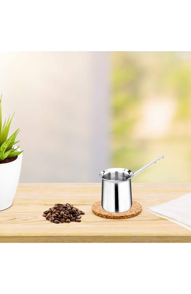 Korkmaz Classic 6 Ounce Stainless Steel Turkish Coffee Pot, Alternate, color, Metallic Silver