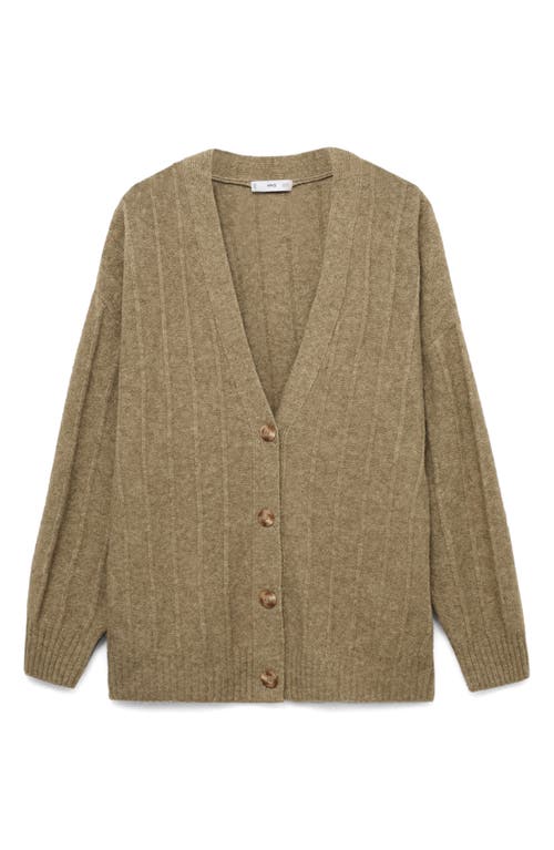 Mango Buttoned Long Cardigan Medium Green In Medium Green