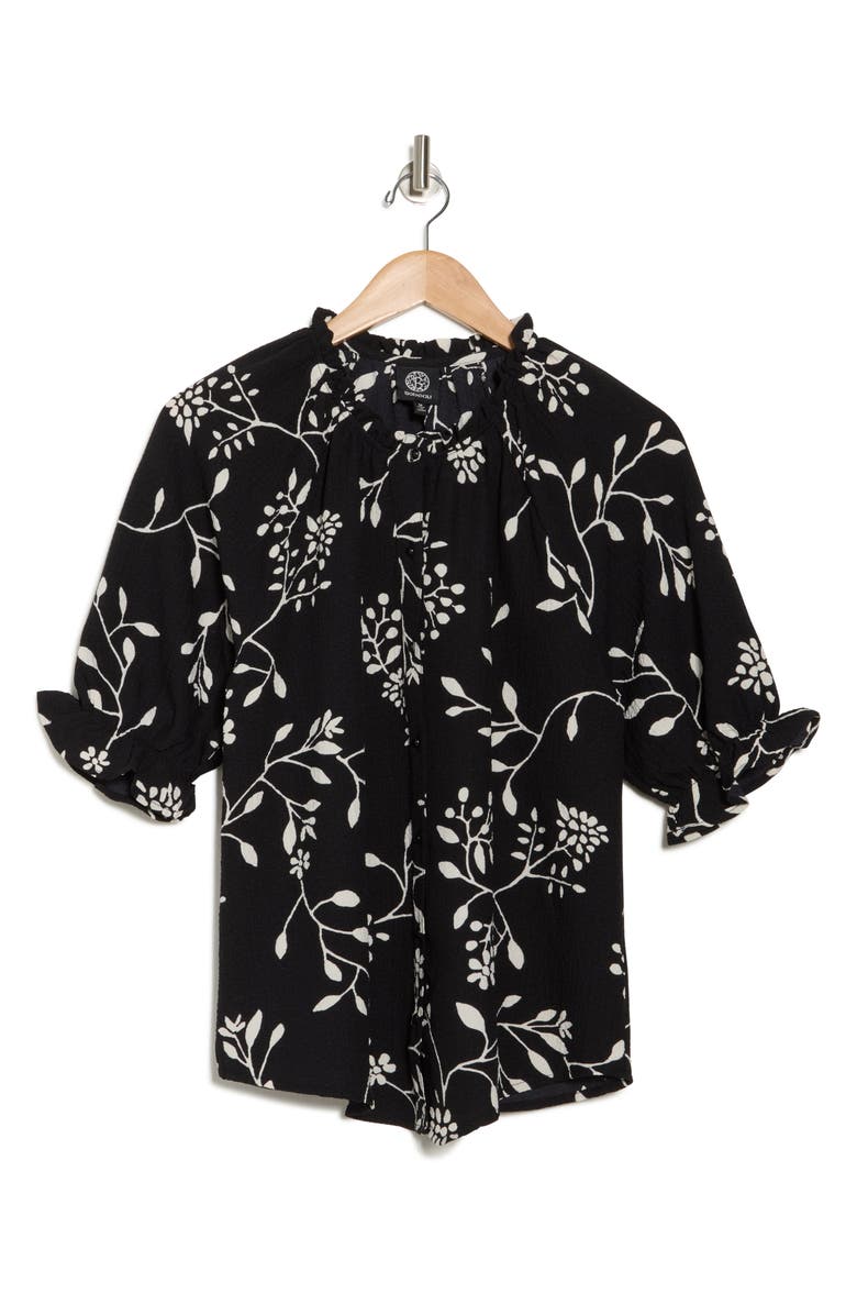 Bobeau Button-Up Shirt, Alternate, color, Black/ Tan