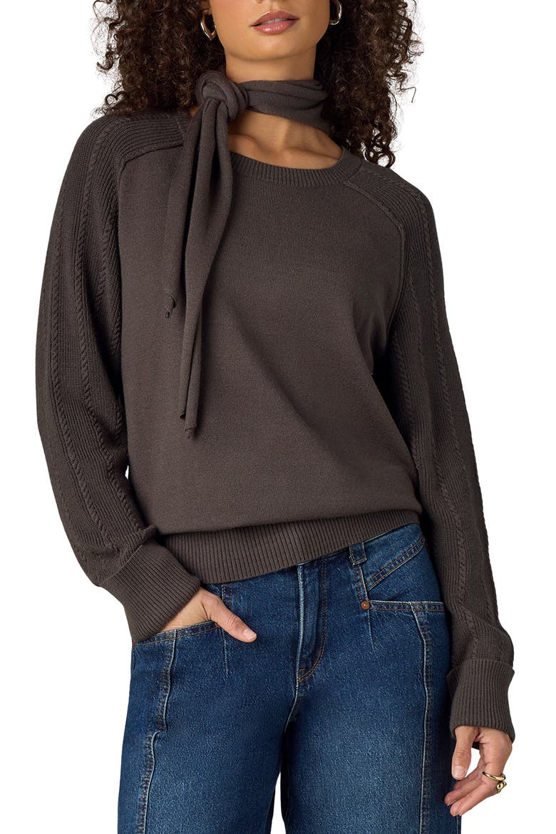 Tie Neck Sweater, Main, color, WINTER MOSS