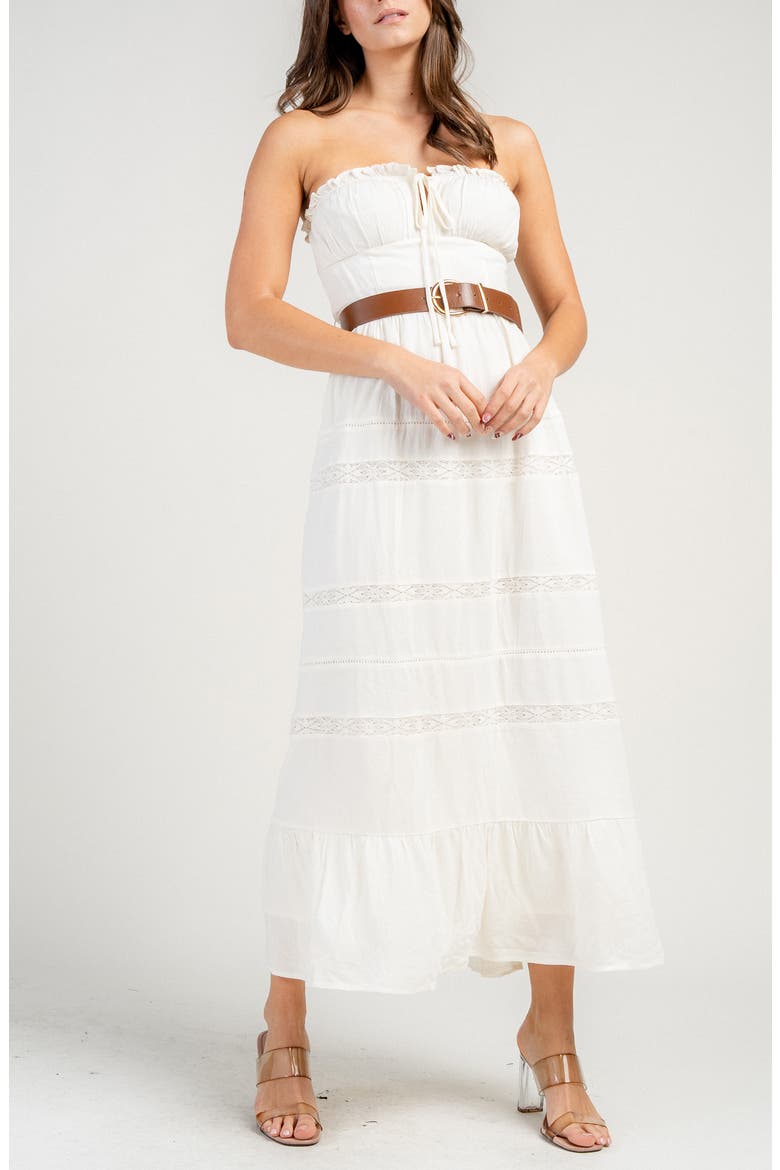 Strapless Long Crepe Dress, Alternate, color, IVORY