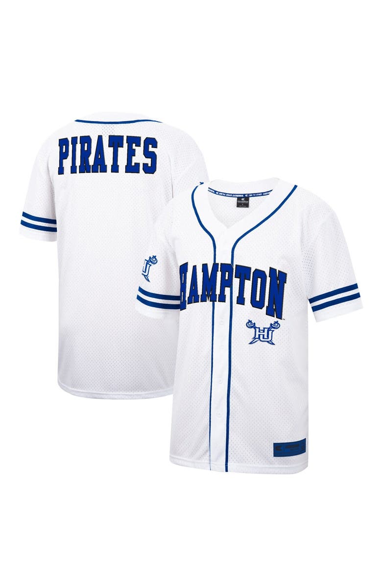 COLOSSEUM Men's Colosseum White Hampton Pirates Free Spirited Mesh Button-Up Baseball Jersey, Alternate, color,