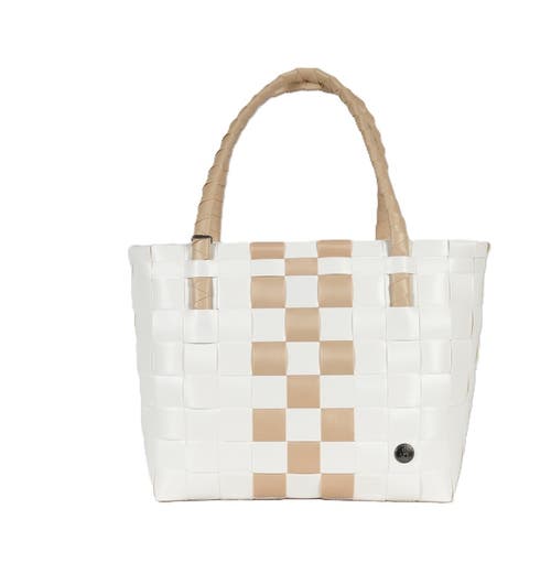 Handed By Paris Whites Recycled Tote Bag In White/sahara Sand