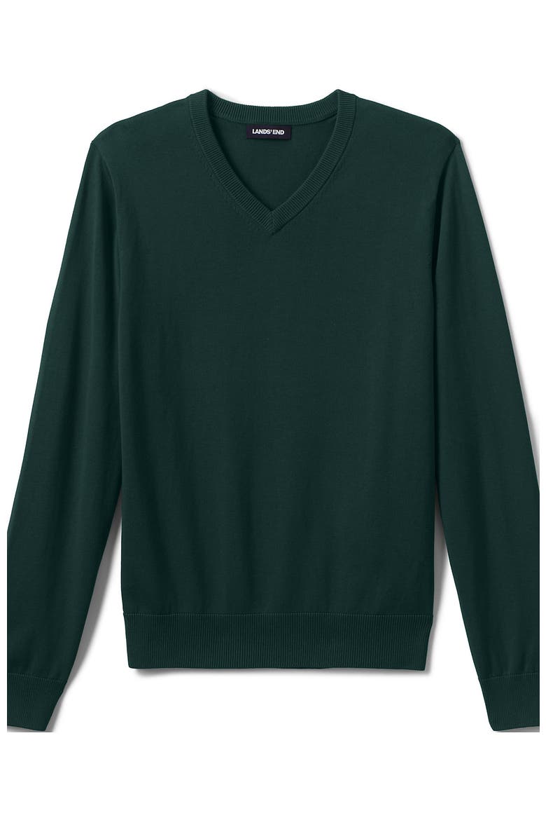 School Uniform  Cotton Modal Fine Gauge V-neck Sweater, Alternate, color, Evergreen