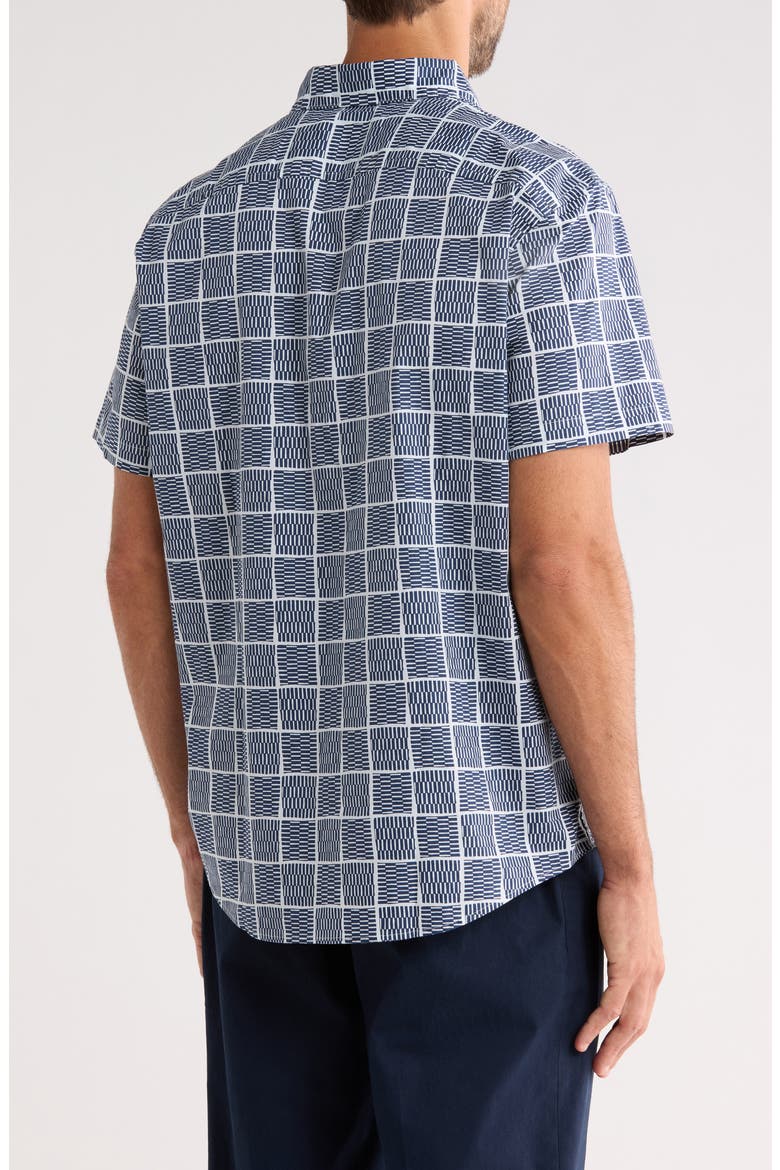 Tiles Print Stretch Cotton Button-Down Shirt, Alternate, color, SARGASSO SEA