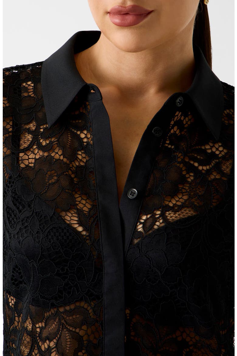 Faith Lace Button-Up Shirt, Alternate, color, BLACK