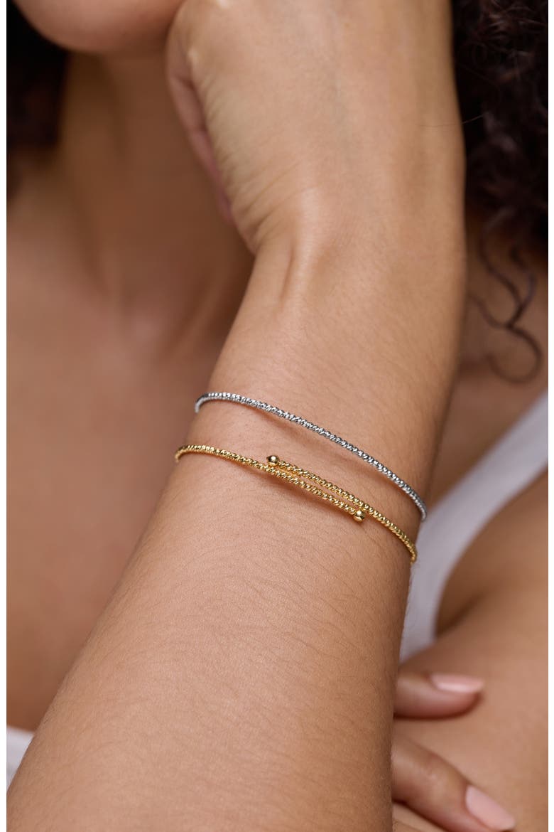 14K Gold Beaded Bypass Wrap Bangle, Alternate, color, 14K WHITE GOLD