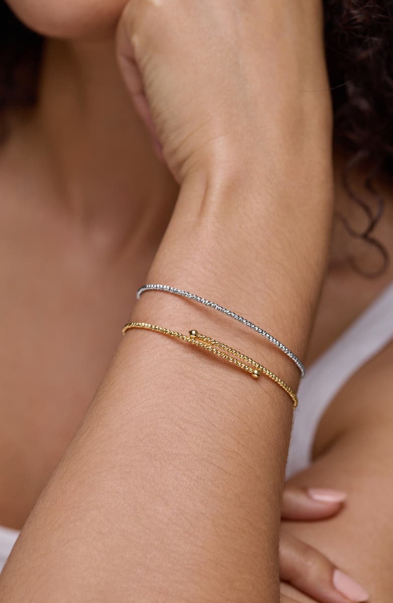 Bony Levy 14K Gold Beaded Bypass Wrap Bangle, Alternate, color, 14K White Gold