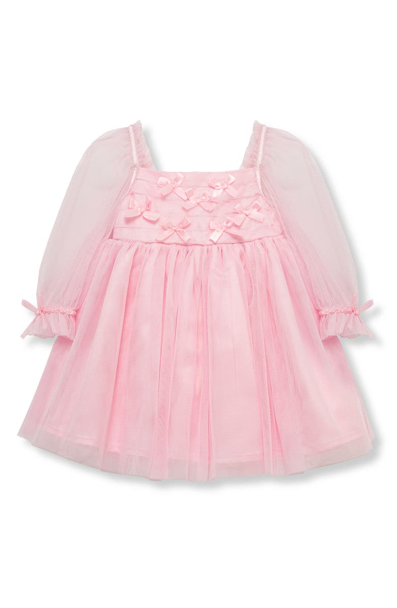 Habitual Kids Bow Trim Tulle Babydoll Dress, Main, color, Light Pink