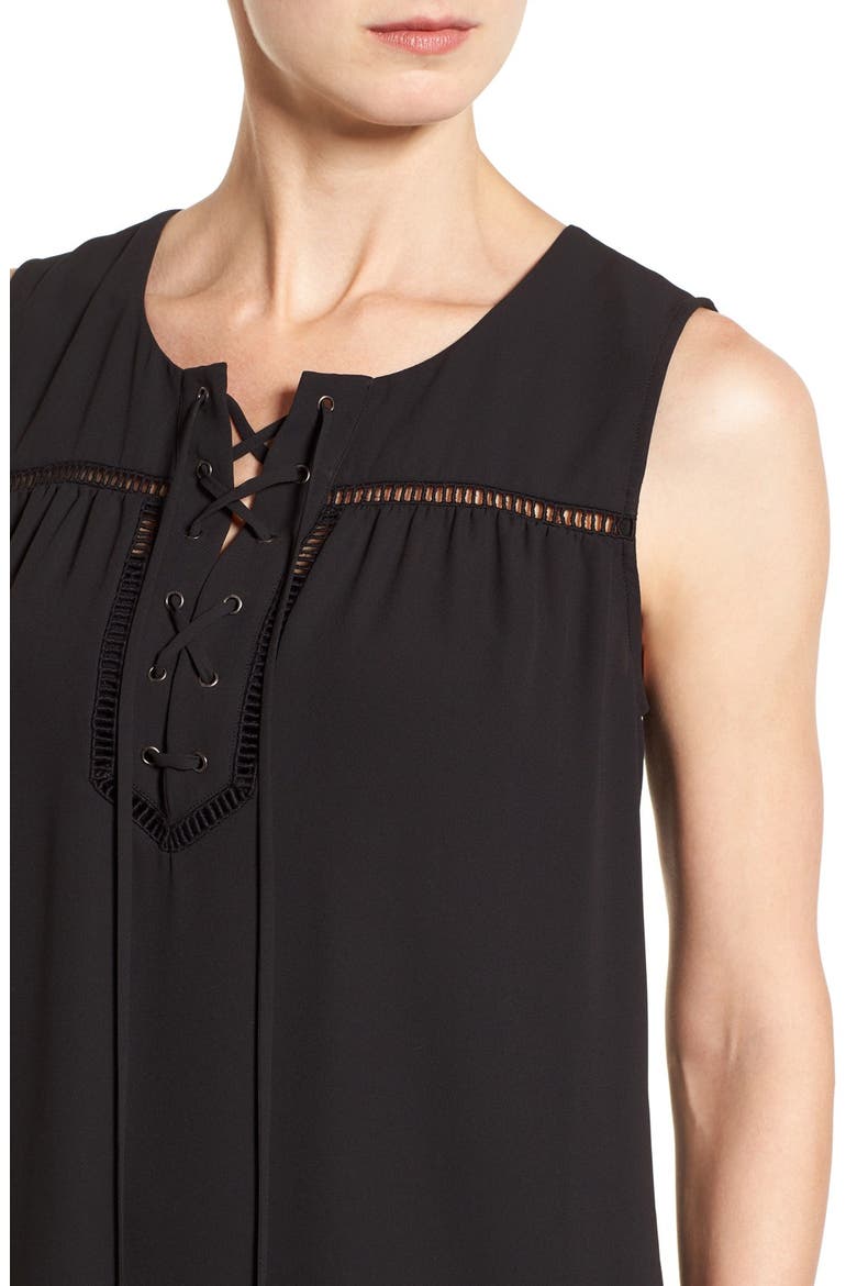 Lace-Up Sleeveless Top, Alternate, color, BLACK