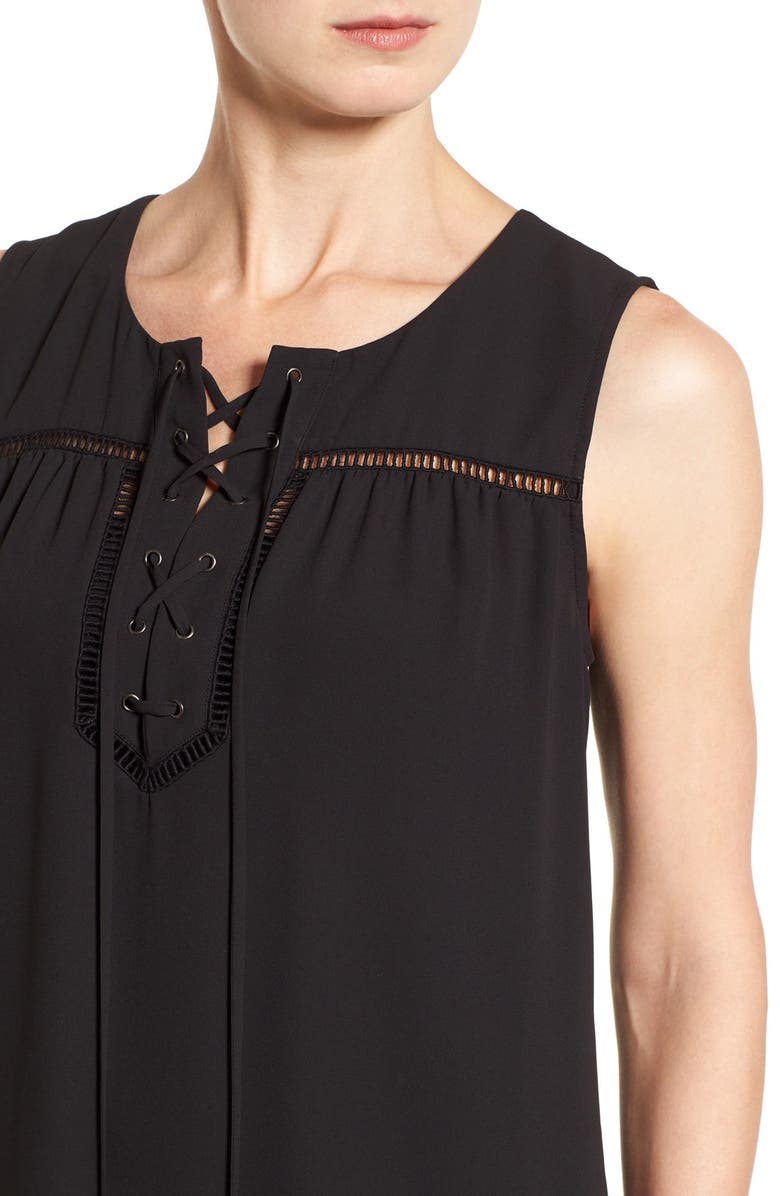 Pleione Lace-Up Sleeveless Top, Alternate, color, 
