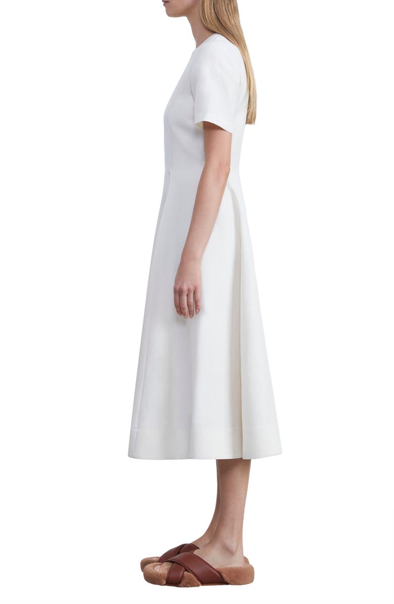 Lafayette 148 New York Short Sleeve Silk & Linen Fit & Flare Midi Dress, Alternate, color, 