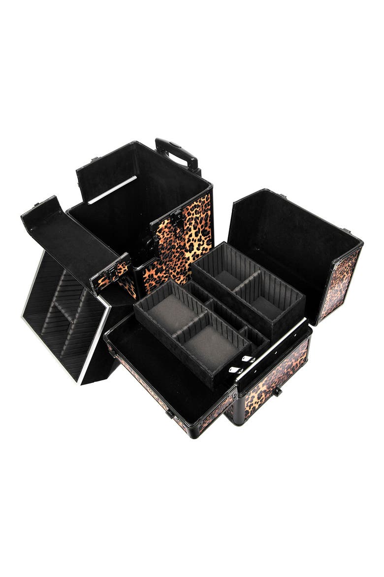NYX Leopard Cosmetics Train Case, Alternate, color, LEOPARD