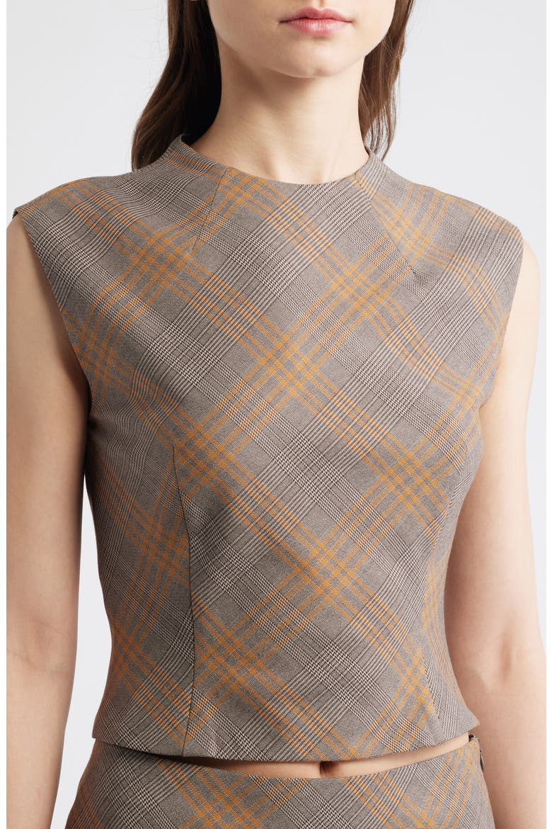 Melo Plaid Top, Alternate, color, BROWN
