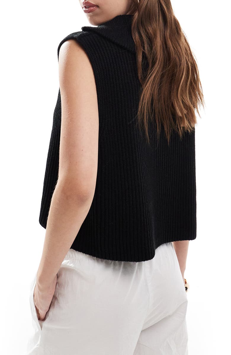 Miss Selfridge Half Zip Sleeveless Rib Pullover, Alternate, color,