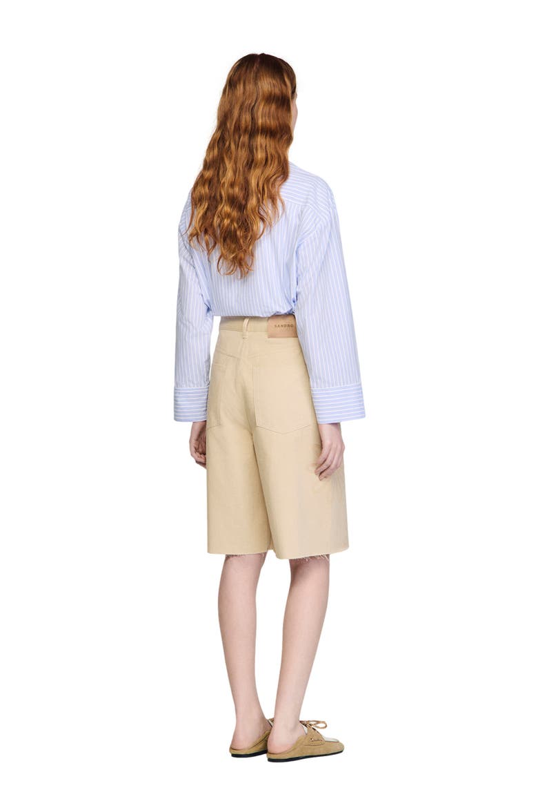 Cotton Bermudas with flower details, Alternate, color, Beige