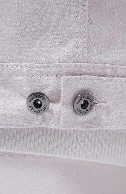 Bugatchi Stretch Linen & Cotton Trucker Jacket In Stone