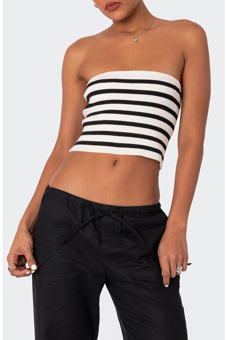 Lexi Stripe Rib Tube Top, Main, color, BLACK-AND-WHITE