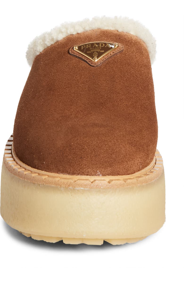 Prada Evolve Genuine Shearling Clog, Alternate, color, Cacao
