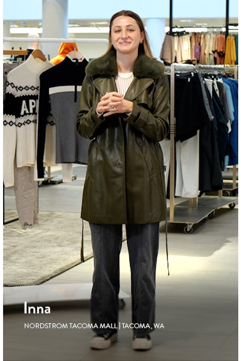 Belted Faux Leather Jacket with Removable Faux Fur Collar video