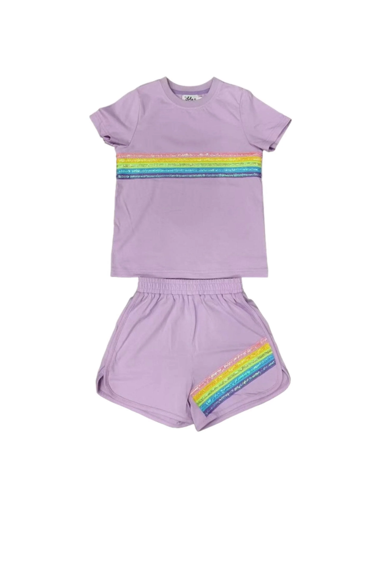 Rainbow Sequin Short Set, Main, color, Purple
