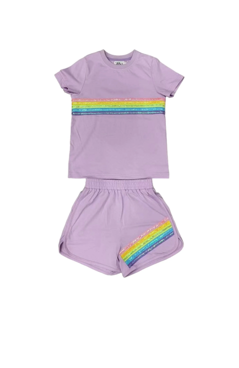 Rainbow Sequin Short Set