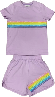 Lola + The Boys Rainbow Sequin Short Set