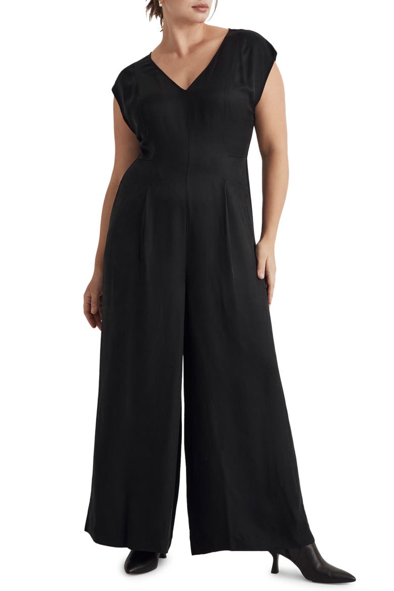 Seamed Wide Leg Jumpsuit, Main, color, TRUE BLACK