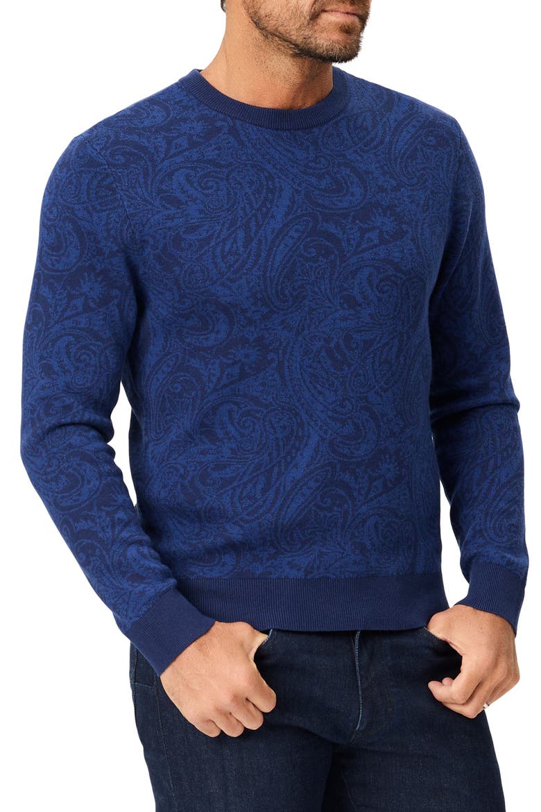 Vomano Paisley Crewneck Sweater, Main, color, NAVY
