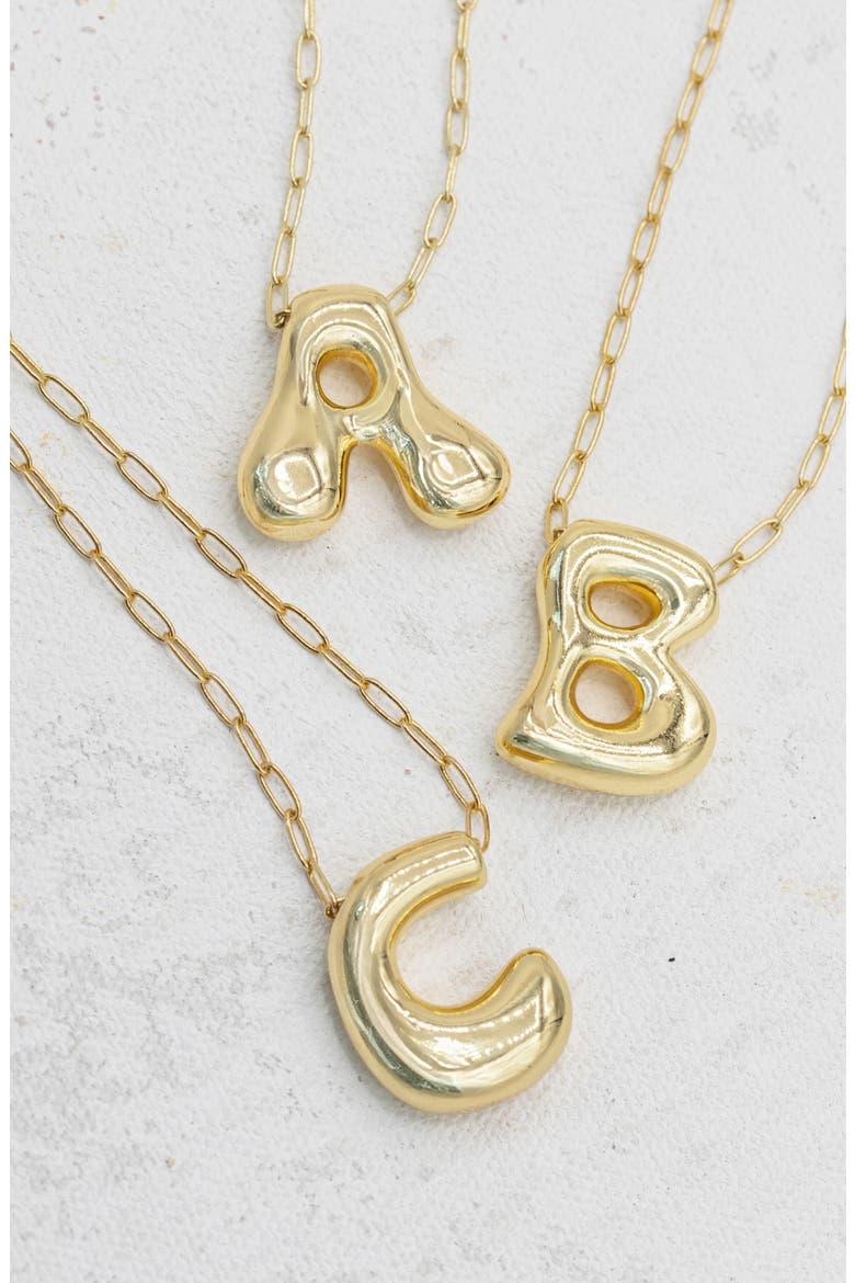 Small Paperclip Necklace with Gold Letter Charm, Alternate, color, Gold - D