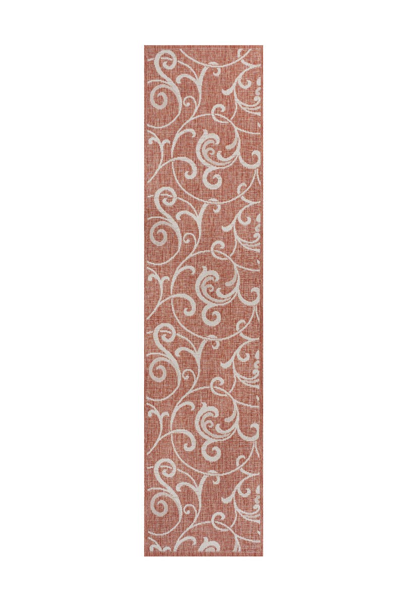 JONATHAN Y Maribel Traditional Classic All-Over Scroll Indoor/Outdoor Area Rug, Main, color, Salmon/Cream