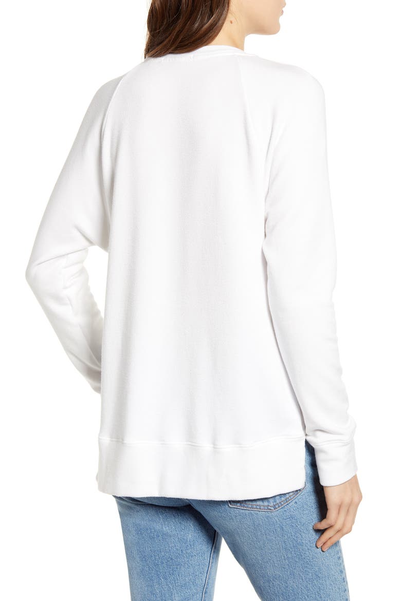 Side Slit Fleece Pullover, Alternate, color, WHITE