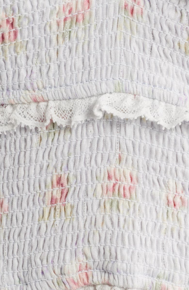 LoveShackFancy Cambron Lace Smocked Crop Top, Alternate, color, Skylight Blue