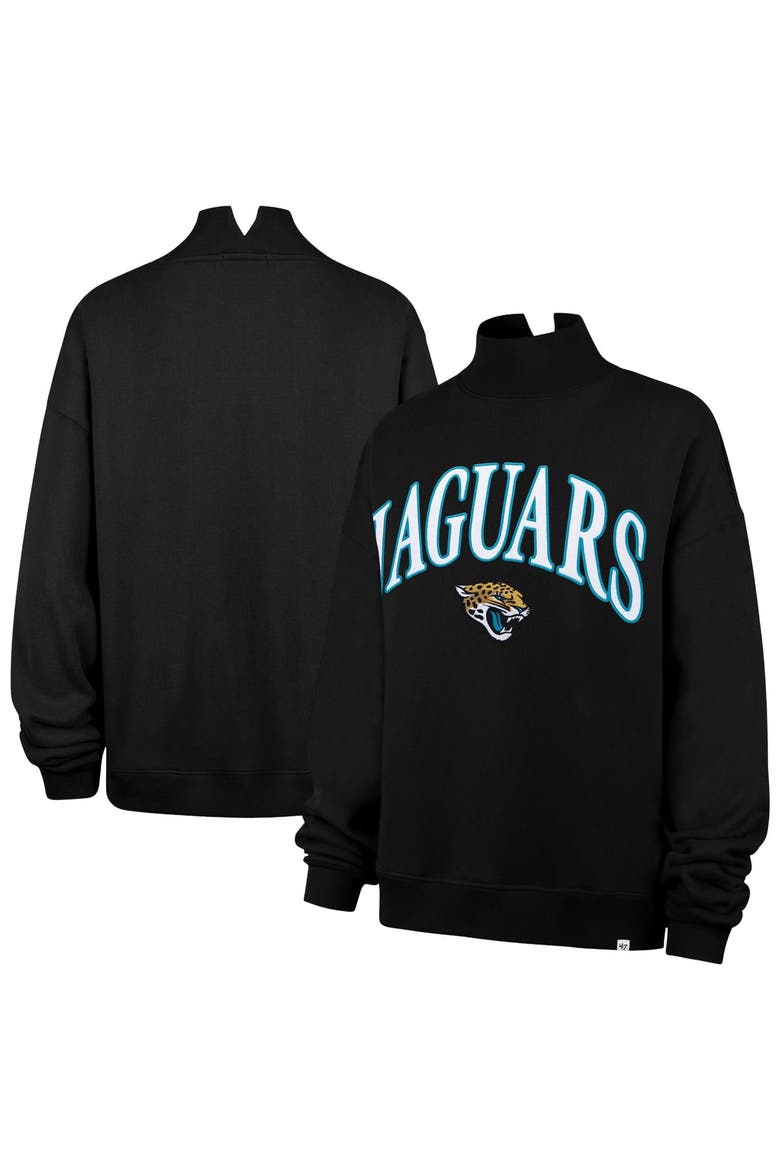Women's '47 Black Jacksonville Jaguars Oversized Vantage Mock Neck Sweatshirt, Main, color, Black