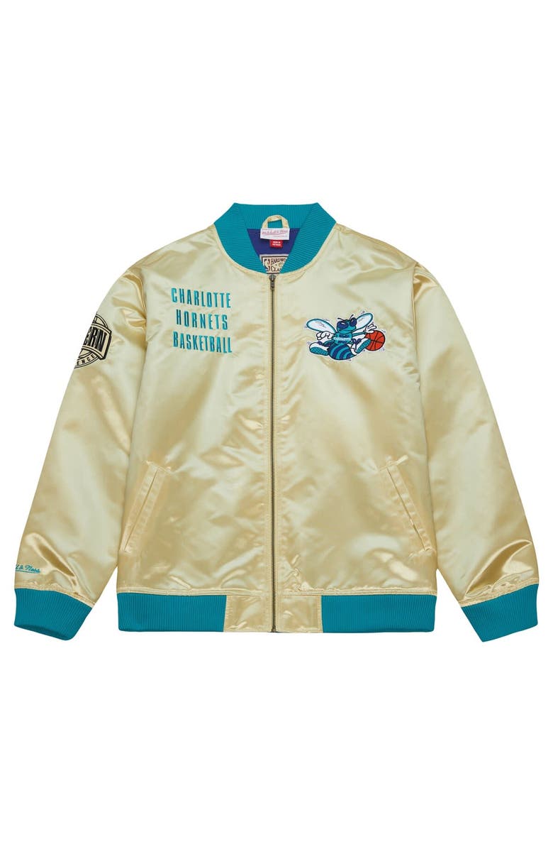 Mitchell & Ness Men's Mitchell & Ness Gold Charlotte Hornets Team OG 2.0 Vintage Logo Satin Full-Zip Jacket, Alternate, color, 