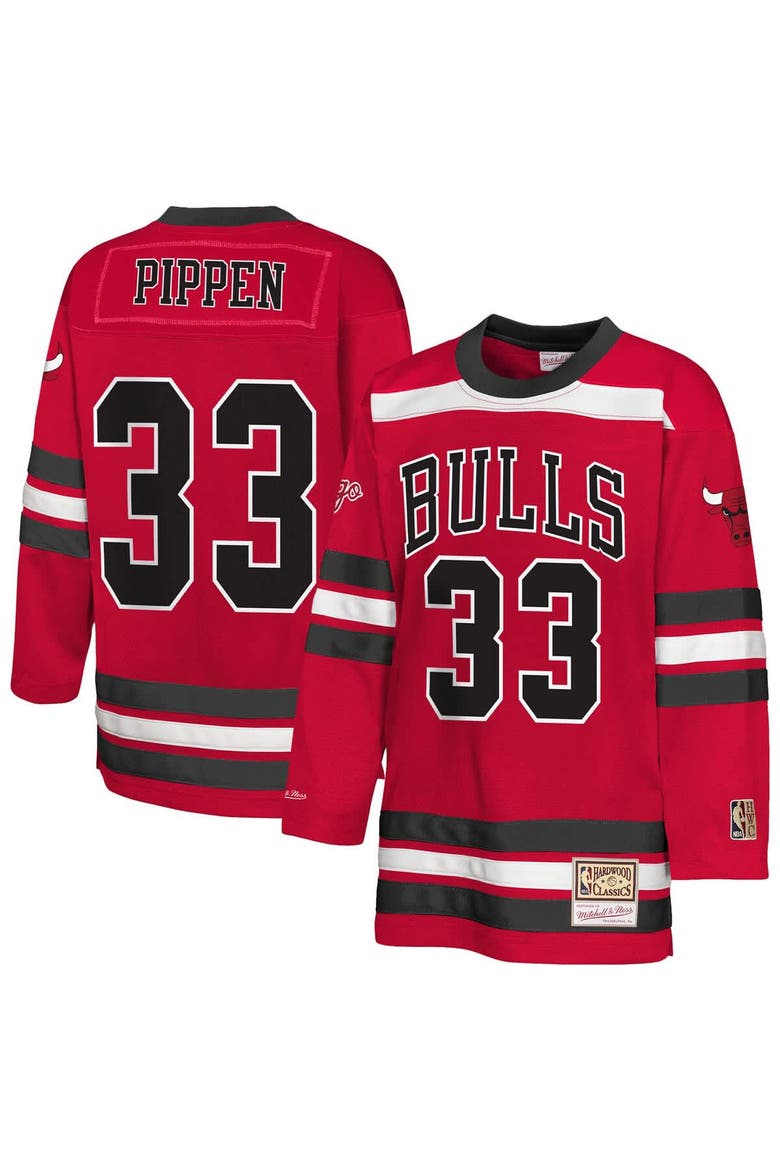 Youth Mitchell & Ness Scottie Pippen Red Chicago Bulls Maxxed Out 2.0 Fashion Hockey Jersey, Main, color, Red