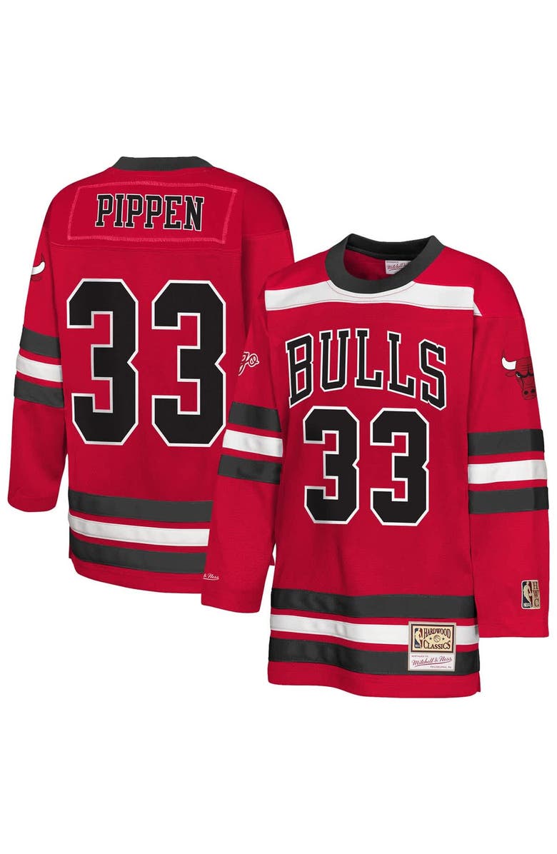 Mitchell & Ness Youth Mitchell & Ness Scottie Pippen Red Chicago Bulls Maxxed Out 2.0 Fashion Hockey Jersey, Main, color, Red