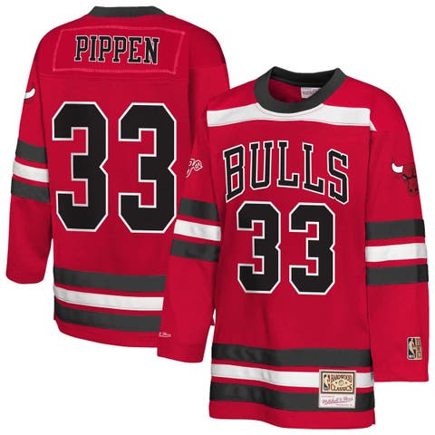 Youth Mitchell & Ness Scottie Pippen Red Chicago Bulls Maxxed Out 2.0 Fashion Hockey Jersey